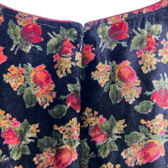 VTG 90s April Cornell  Whimsical Maxi Dress Black Velveteen Floral Size Medium - Picture 10 of 13